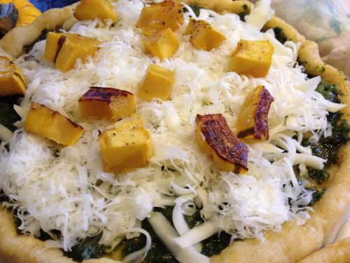 Vegetarian Pizza with Pesto and Delicata Squash