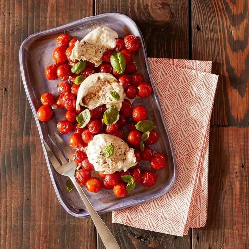 Roasted Tomatoes and Burrata Caprese Salad