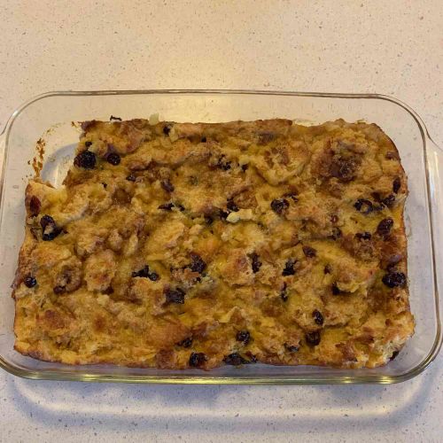 Pineapple Bread Pudding with Raisins