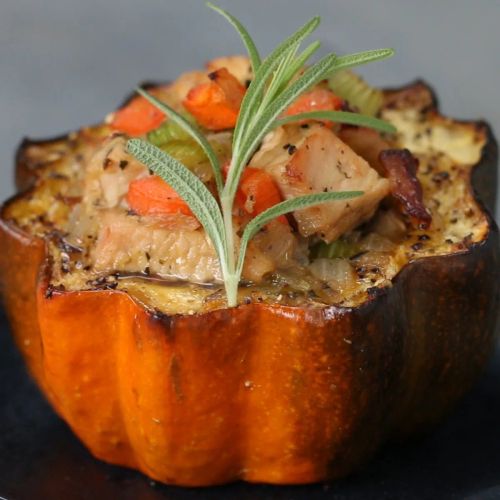 Leftover Turkey Stuffed Squash