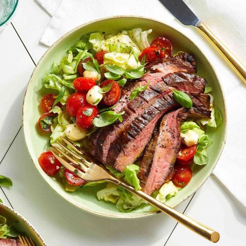 Caprese Salad with Grilled Flank Steak