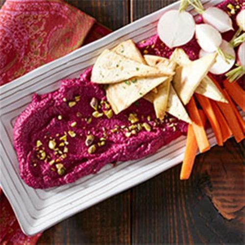 Roasted Beet and Goat Cheese Dip with Pistachios