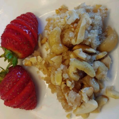 Lemony Cashew Cake with Fresh Strawberries