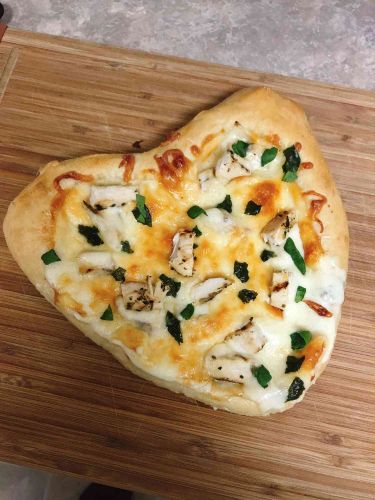 Chicken Alfredo Heart-Shaped Pizza