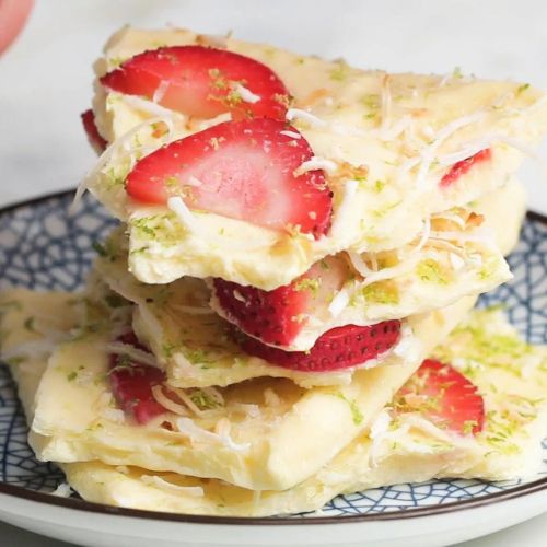 Greek Yogurt Bark With Mango & Strawberry