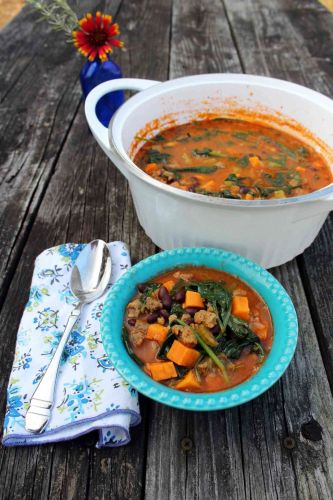 Vegan Black Bean Burger Soup