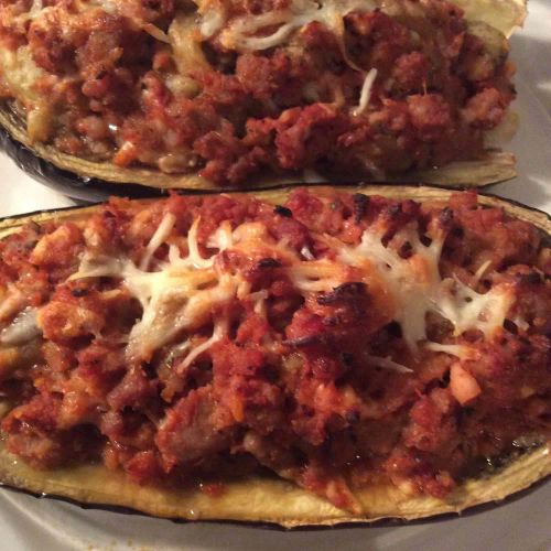 Sausage-Stuffed Eggplant