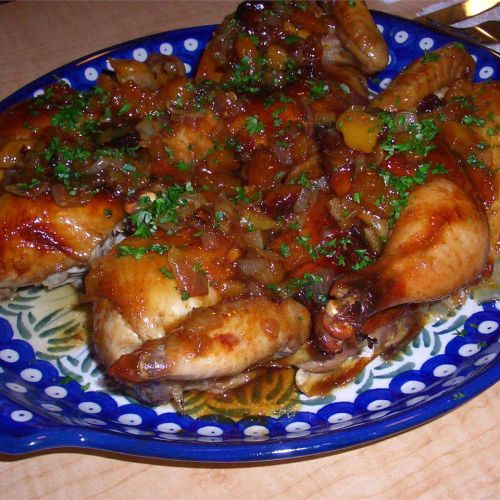 Glazed Cornish Game Hens With Apricot Pistachio Dressing