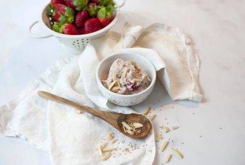 Almond and Strawberry Tahini Ice Cream