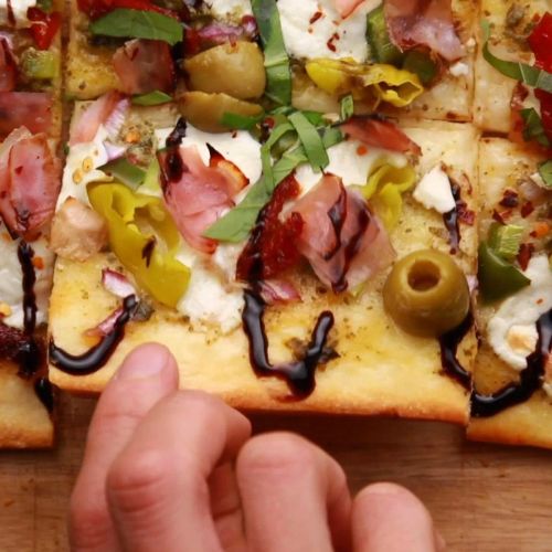 Uncured Honey Ham Antipasto Flatbread