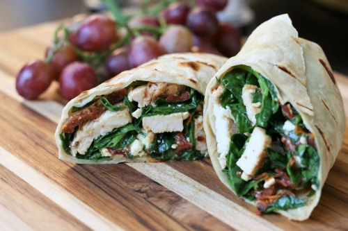 Chicken, Feta Cheese, and Sun-Dried Tomato Wraps