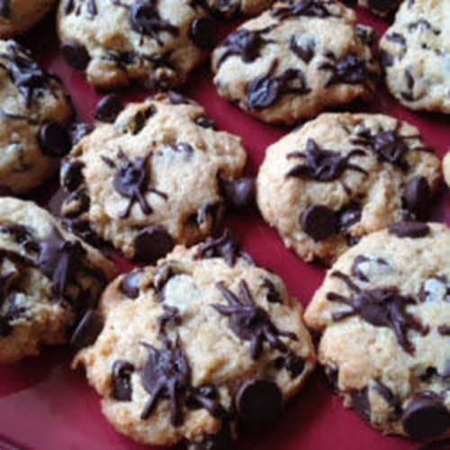 Halloween Chocolate Chip Cookies with Spiders