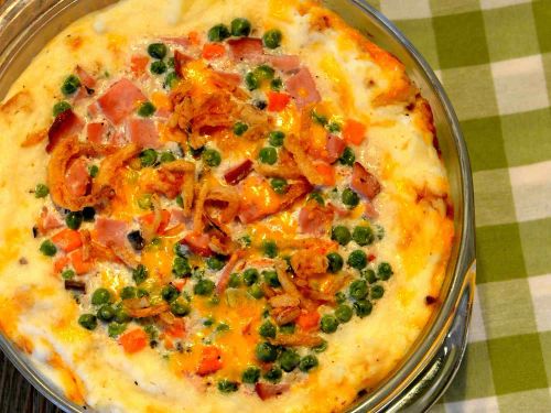 Cheesy Leftover Ham and Mashed Potato Casserole