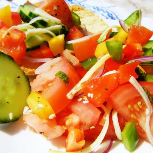 Colorful Tomato Salad with Rose Water Dressing