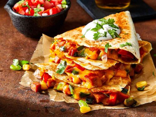 Andouille and Poblano Quesadillas