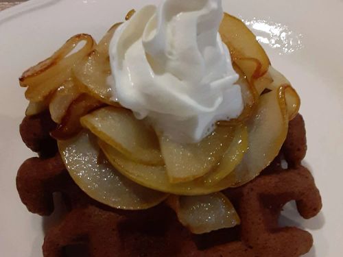 Gingerbread Waffles with Sauteed Pears