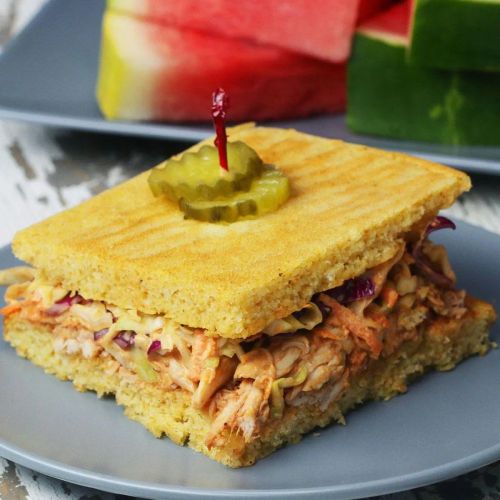 Sheet Pan BBQ Chicken Cornbread Sandwich