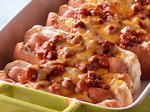 Baked Chili Hot Dogs