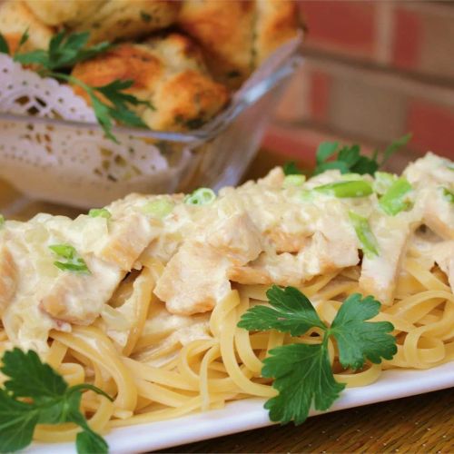 Creamy Chicken on Linguine