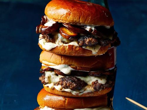 Mushroom Swiss Smash Burgers with Truffle Sauce