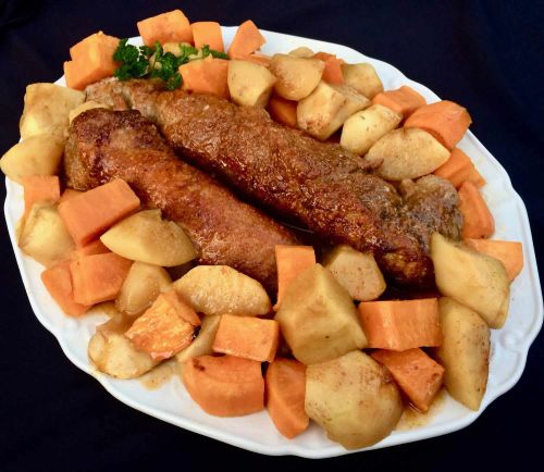 Spicy Pork Tenderloin with Apples and Sweet Potatoes