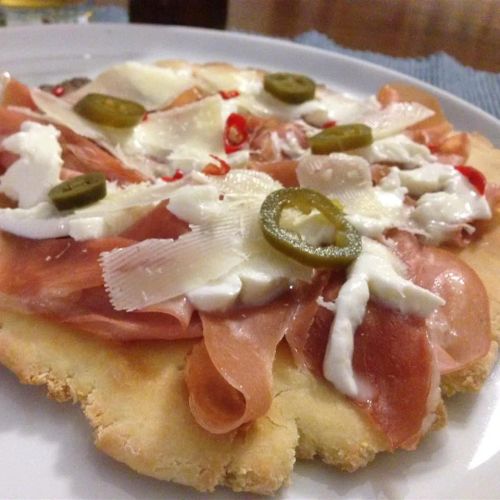 Pizza with Mortadella and Prosciutto