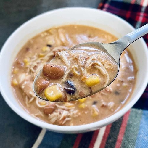 Slow Cooker Cheesy Chicken Enchilada Soup