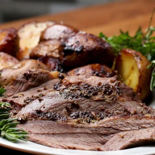 Garlic And Herb Leg Of Lamb With Potatoes