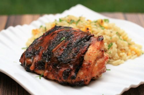 Grilled Chicken Thighs with Mango-Ancho Sauce