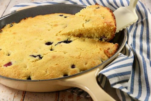 Blueberry Cornbread in a Skillet