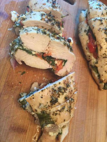 Greek-Stuffed Chicken Breast with Lemon Sauce