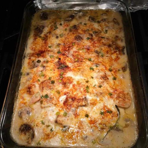 Baked Red Snapper with Shrimp and Mushrooms