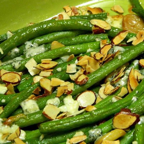 Green Bean "Almondine" with Garlic and Blue Cheese