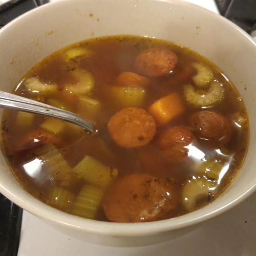 Sweet Potato, Corn, and Andouille Sausage Soup