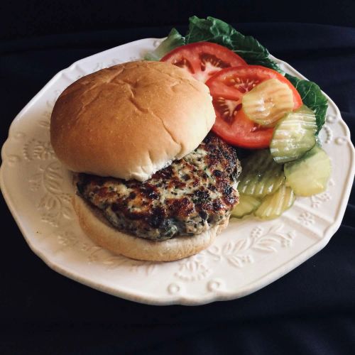 Baked Chicken Burgers with Mushrooms and Spinach