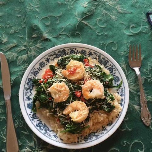 Shrimp, Leek and Spinach Risotto