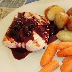 Grilled Salmon Steaks with Savory Blueberry Sauce