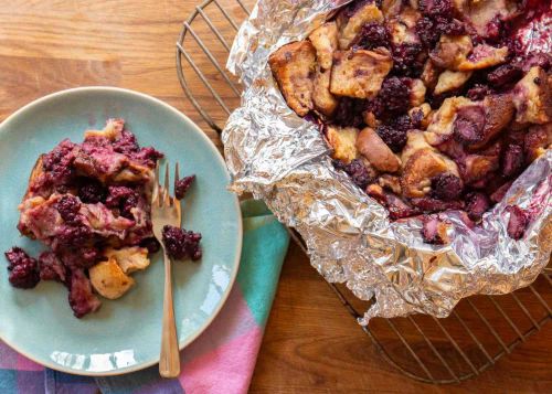 Grilled Blackberry Brioche Bread Pudding