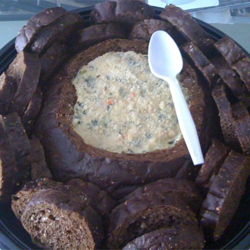 Spinach Dip in Pumpernickel