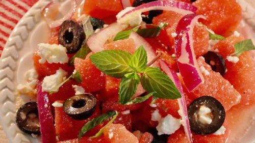 Watermelon Salad with Mint Dressing