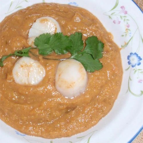 Seared Scallops with Sweet Potato Soup