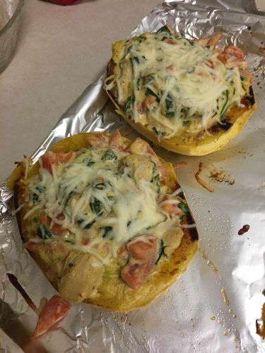 Creamy Chicken and Spaghetti Squash Boats