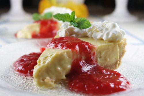 Breezy Key Lime Pie with Strawberry Rhubarb Glaze