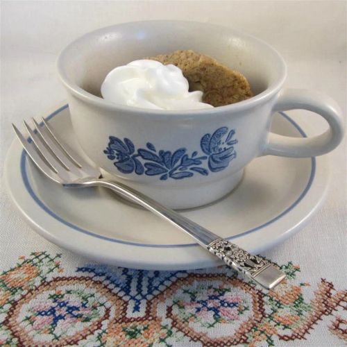 Healthy Rhubarb Cake in a Mug