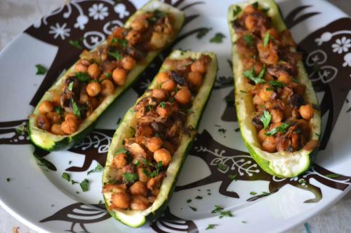 Zucchini with Chickpea and Mushroom Stuffing