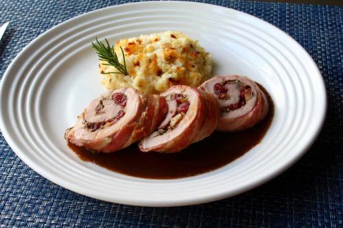 Bacon-Wrapped Cranberry Walnut Pork