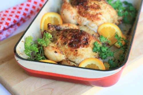 Roasted Orange-Tarragon Cornish Hens