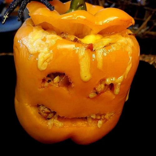 Stuffed Jack-O'-Lantern Bell Peppers