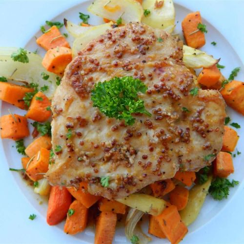 Honey-Mustard Chicken with Roasted Vegetables