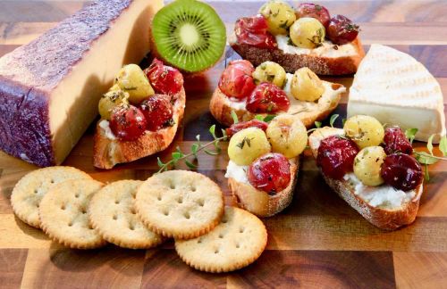 Roasted Grape Crostini with Fresh Herbs